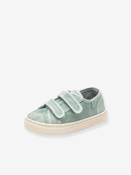 Old Leza Trainers with Touch Fasteners, by NATURAL WORLD® Dark Blue+Light Blue+Light Green 