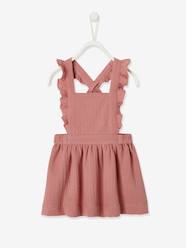Baby-Dresses & Skirts-Dungaree Dress in Cotton Gauze, for Babies