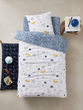 Image of Children's Duvet Cover + Pillowcase Set, Cosmos Theme blue/print