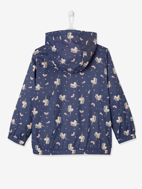 Windcheater Unicorns, Folds into the Bumbag Included, for Girls Dark Blue/Print 