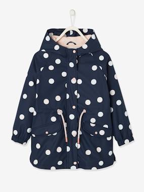 Click to view product details and reviews for Hooded Magic Dots Raincoat For Girls Dark Blue Print.