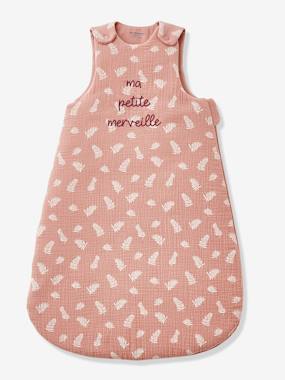 Sleeveless Baby Sleep Bag in Organic* Cotton Gauze Merveille Theme light