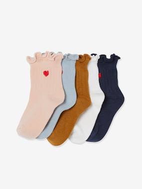 Pack of 5 pairs of Rib Knit Embroidered Socks