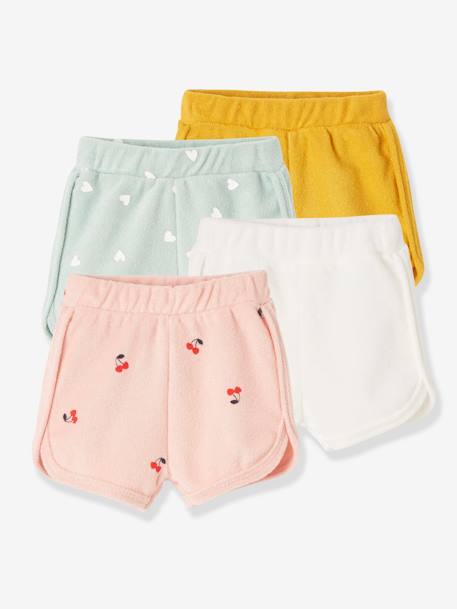 Pack of 4 Terry Cloth Shorts, for Babies Dark Yellow 