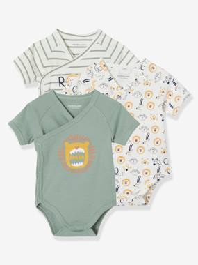 Pack Of 3 Short Sleeve Bodysuits For Newborn Babies Light Green