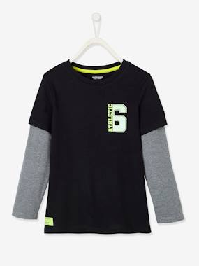 Click to view product details and reviews for 2 In 1 Effect Sports Top With Fluorescent Details For Boys Black.