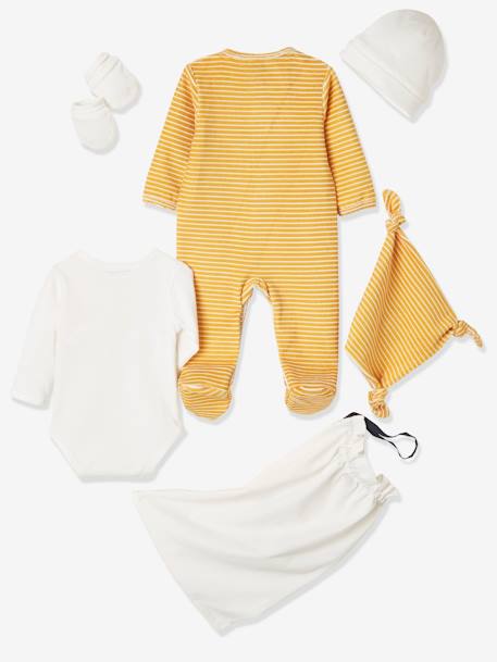 5-Piece Newborn Kit & Striped Bag, Cat Dark Blue+Dark Yellow 