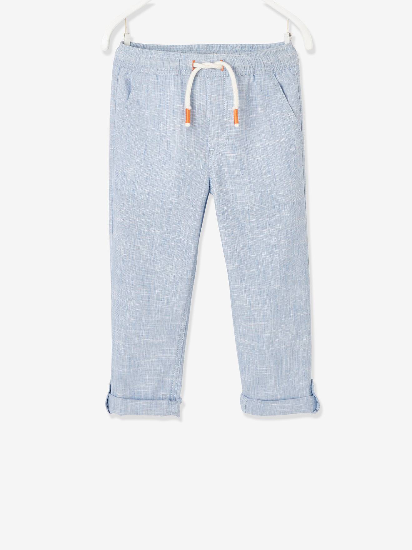 Trousers, Convert into Cropped Trousers, in Lightweight Fabric, for Boys light blue