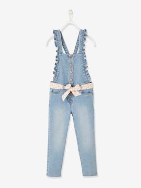 Denim Dungarees with Ruffles on the Braces