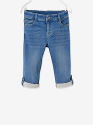 Boys-Trousers-Cropped Trousers for Boys, in Denim-Effect Fleece