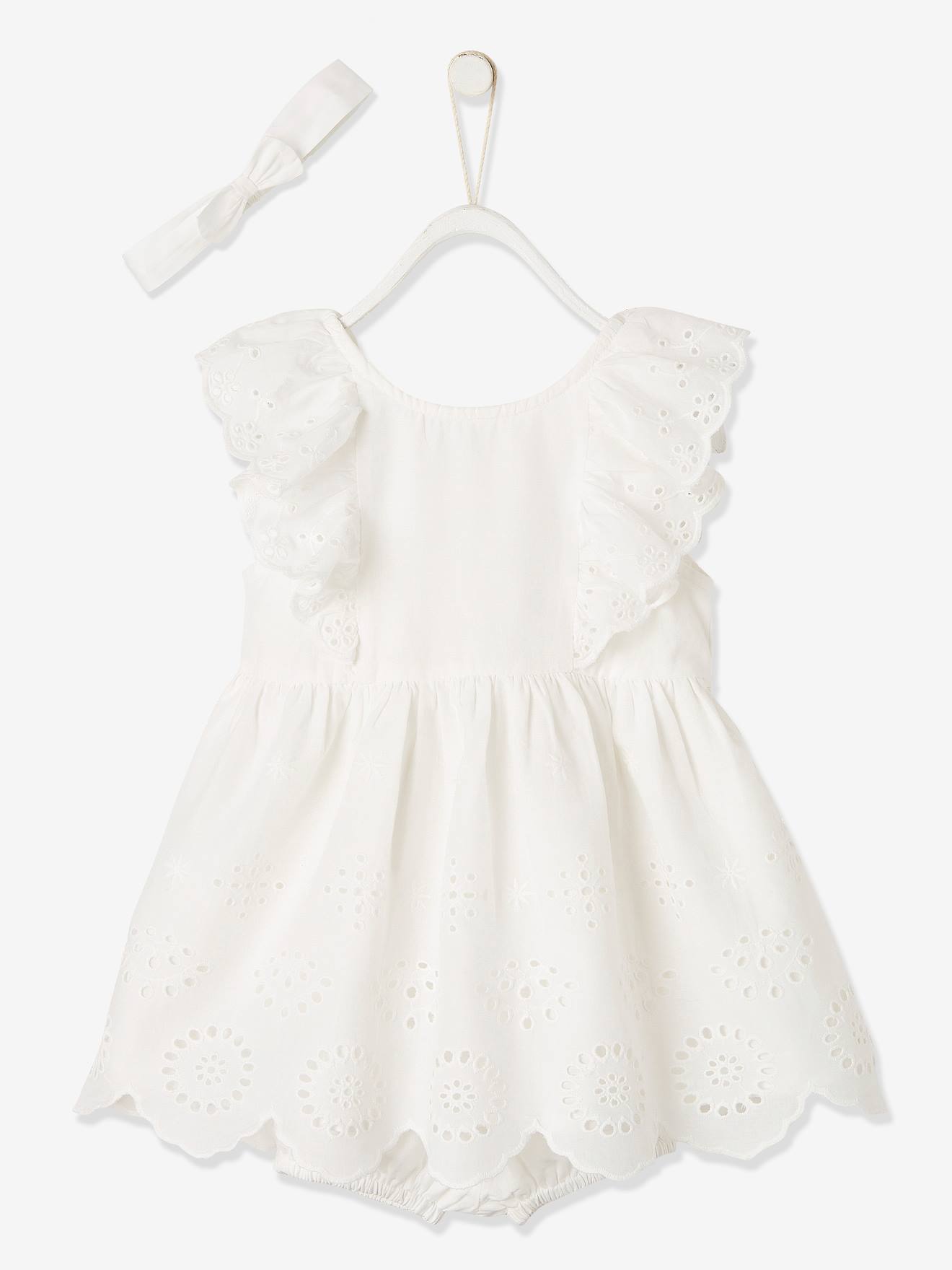 Occasion Wear Outfit for Babies: Dress, Bloomer Shorts & Hairband white