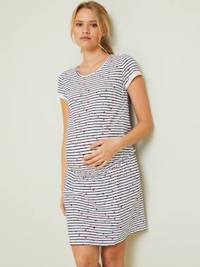 Printed Nightie Maternity Nursing Special stripes