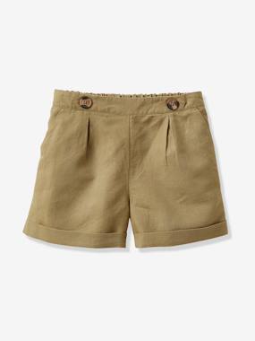 Girl s cotton and linen shorts sage