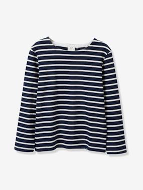 Boy s sailor-stripe T-shirt with long sleeves dark stripes