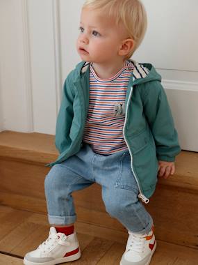 Hooded Raincoat For Baby Boys Sage