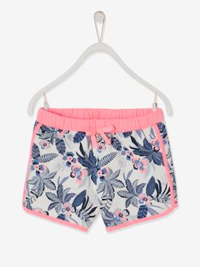 Sports Shorts With Floral Print For Girls Dark Blue Print