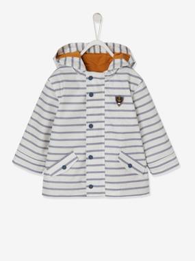 Striped Raincoat With Hood For Babies Dark Orange