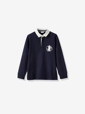 Boy s plain organic cotton rugby shirt dark