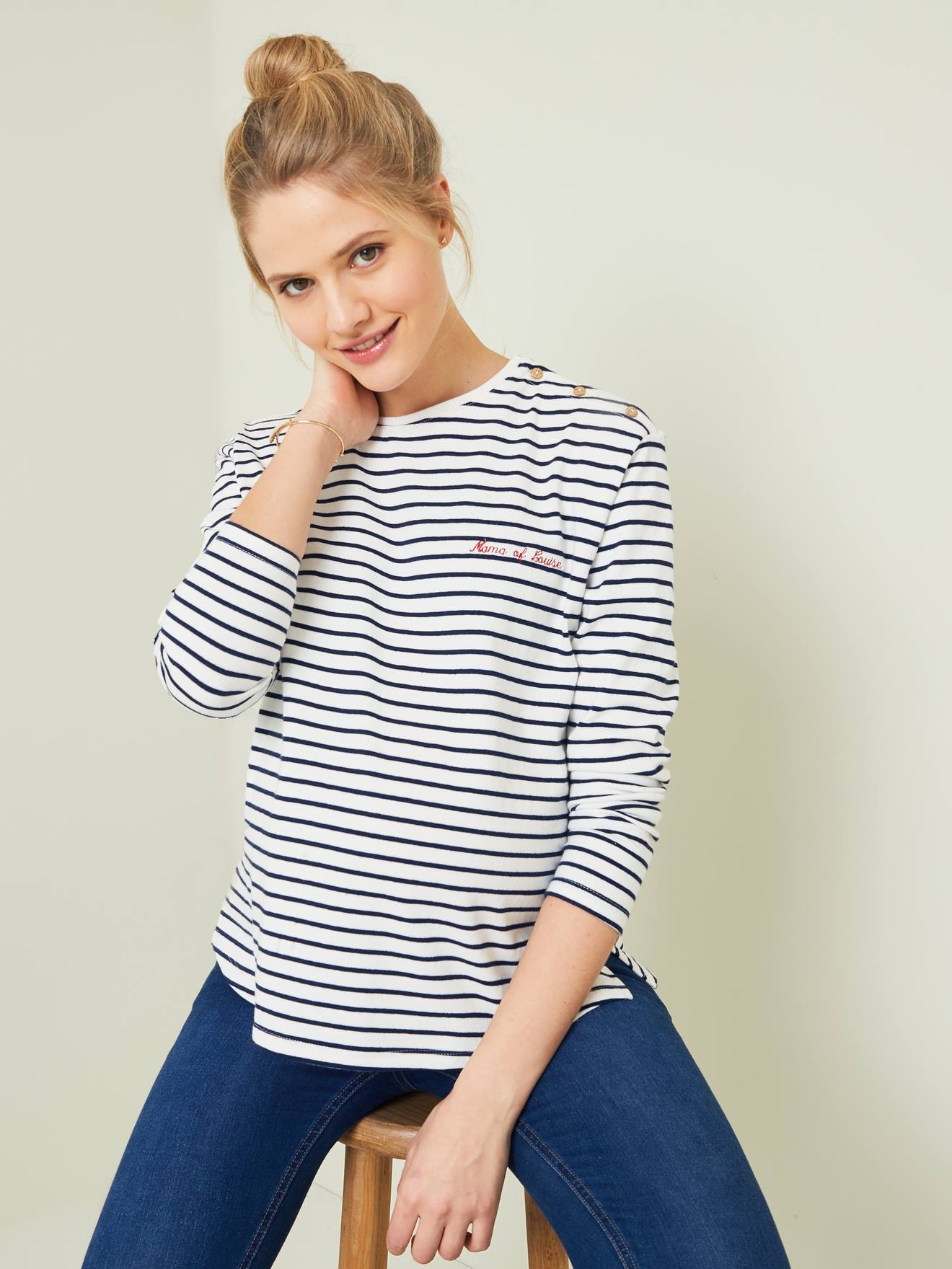 Sailor-Style T-Shirt - dark blue stripes