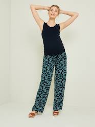 Maternity-Trousers-Floral Print Viscose Trousers for Maternity