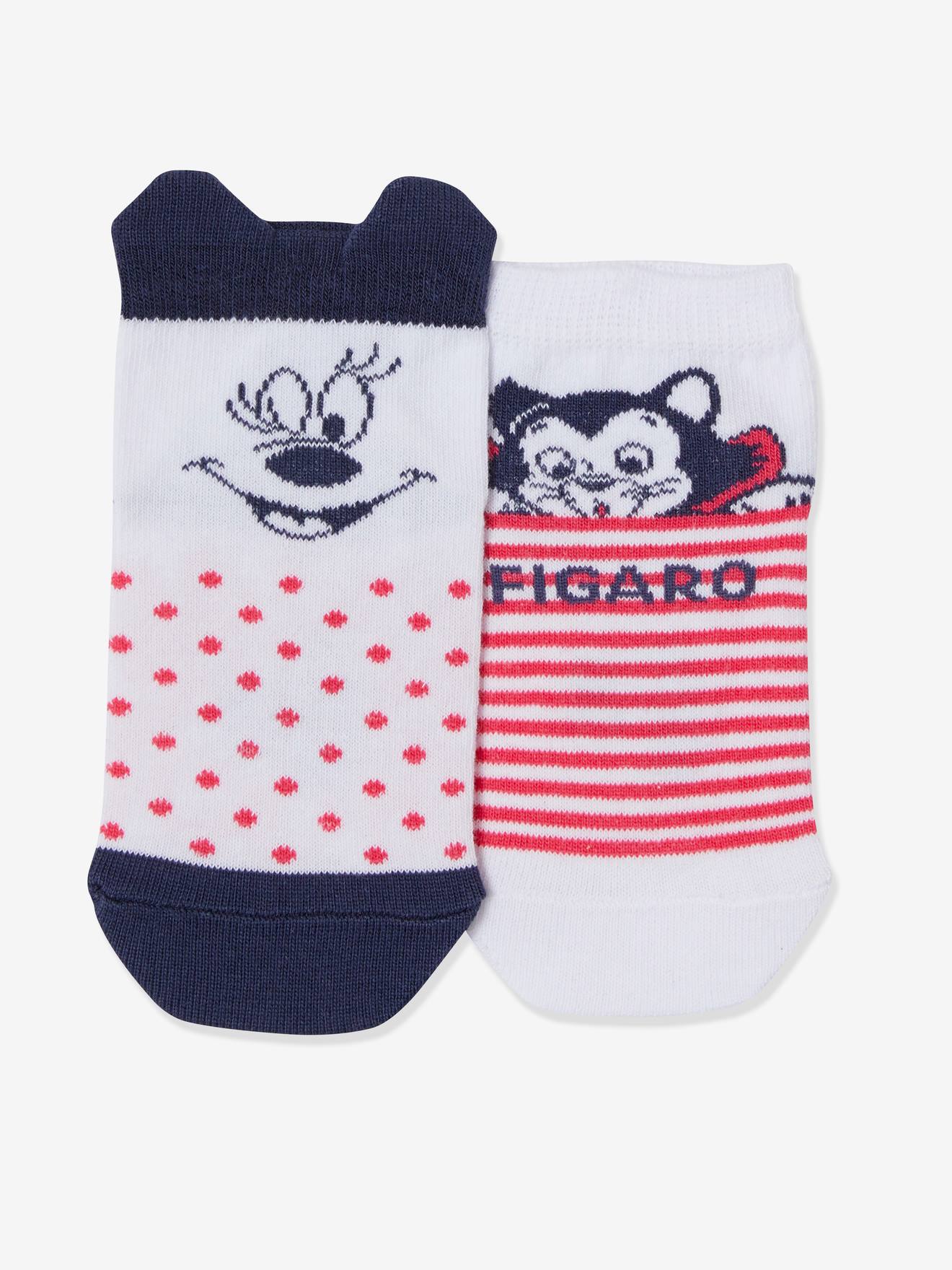 Pack of 2 Pairs of Socks, Disney Minnie Mouse & Figaro(r) white