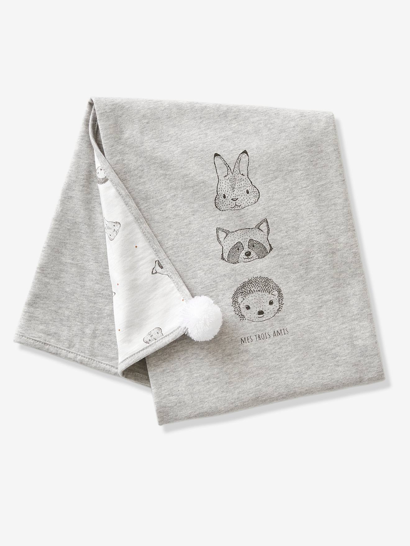 Throw for Babies in Organic Cotton*, Mini Compagnie white/grey