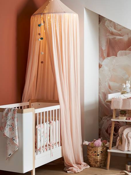 Bed Canopy In Cotton Gauze Eau De Rose Theme Light Pink Bedding Decor Vertbaudet