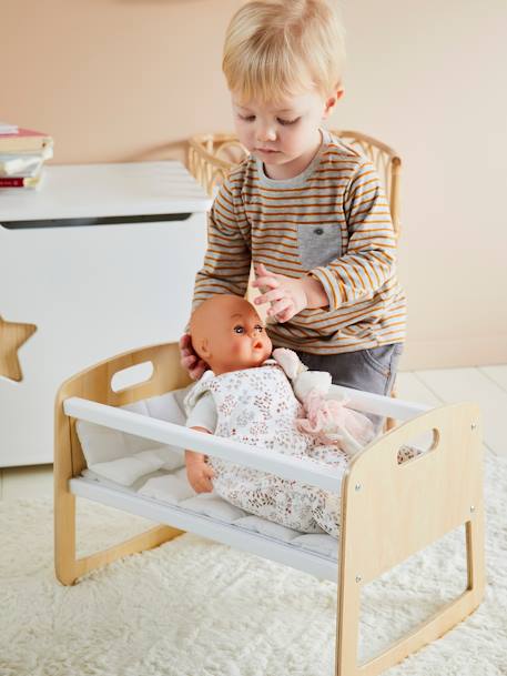 Rocking Doll Cradle in Wood - FSC® Certified White 