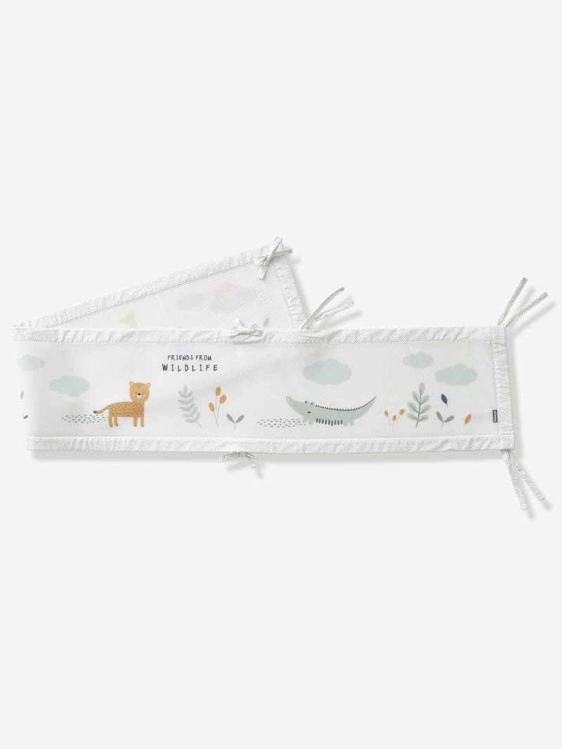 Breathable Cot Bumper, Wildlife white, Bedding & Decor Vertbaudet