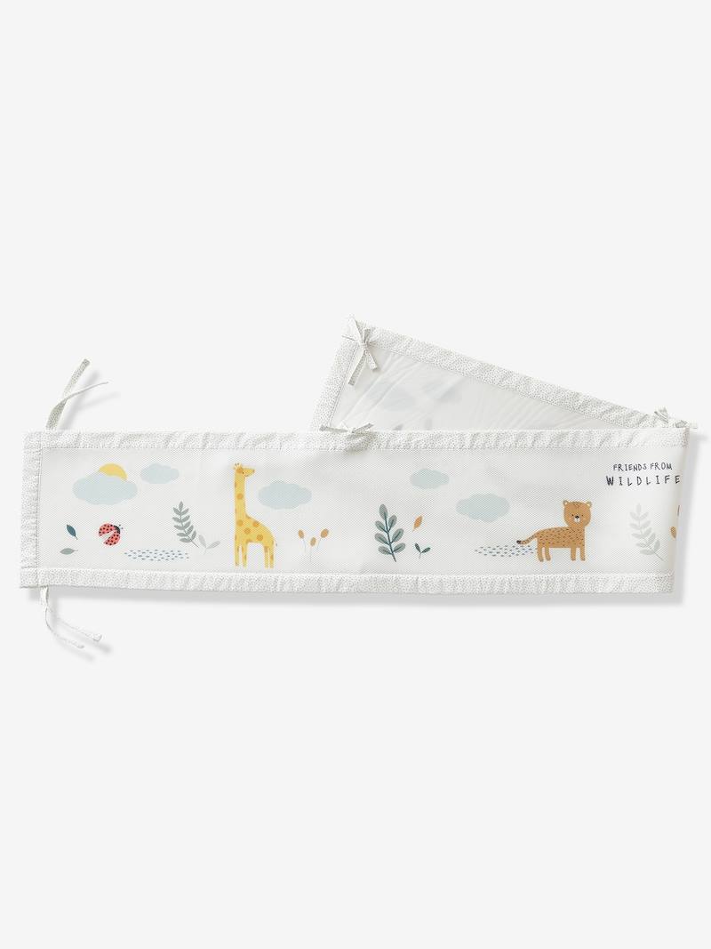 Breathable Cot Bumper, Wildlife white, Bedding & Decor Vertbaudet