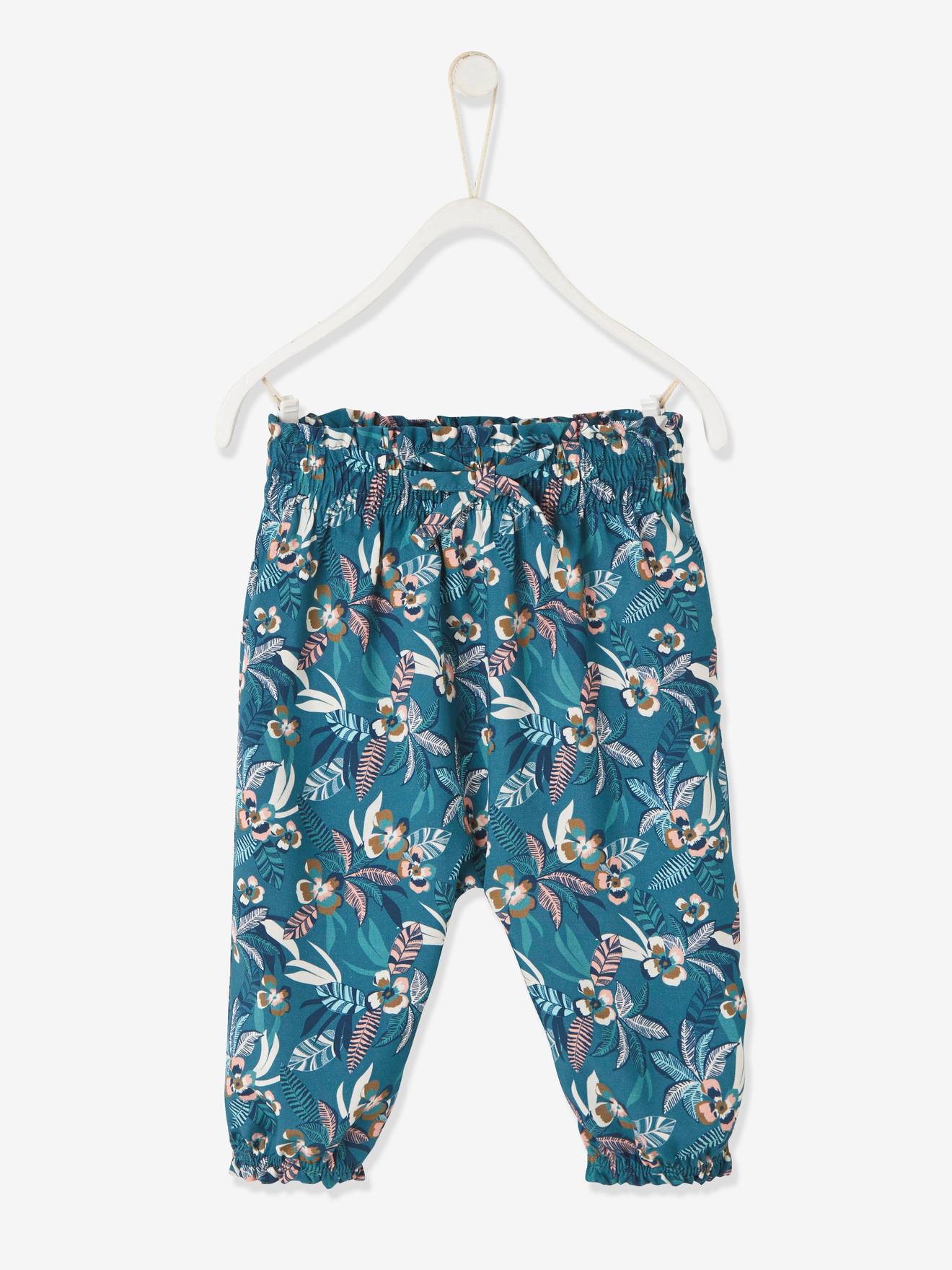 Loose-Fitting Printed Trousers, for Babies dark green/print