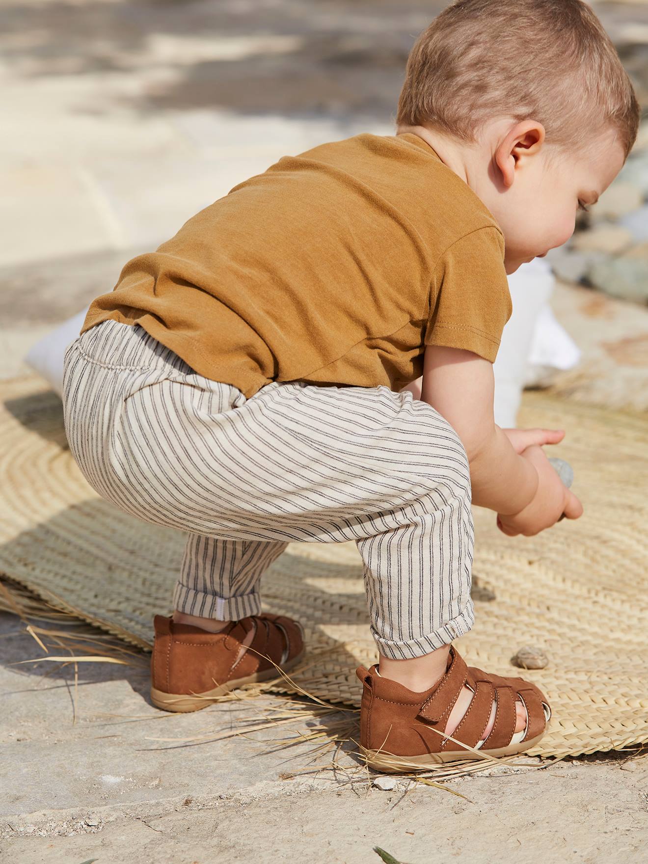 Toddler Leather Petal Scallop Sandals - Cognac – MamaOwl