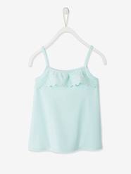 Girls-Tops-Sleeveless Top with Ruffles in Broderie Anglaise for Girls