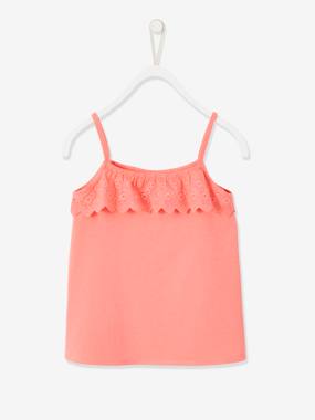 Sleeveless Top with Ruffles in Broderie Anglaise