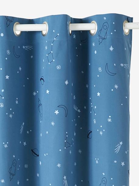 Blackout Curtain With Glow In The Dark, Blue Print Curtains