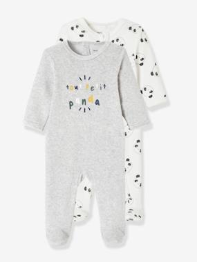 Pack of 2 Velour Sleepsuits