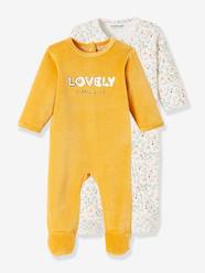 Baby-Pyjamas-Pack of 2 «Lovely» Sleepsuits In Velour, for Babies