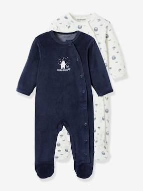 Pack of 2 Frissons d hiver Sleepsuits in Velour