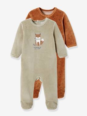 Pack of 2 Fox Sleepsuits in Velour