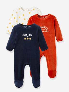 Pack of 3 Sleepsuits In Velour