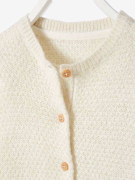 Cardigan in Fancy Iridescent Knit, for Girls White+YELLOW MEDIUM SOLID 