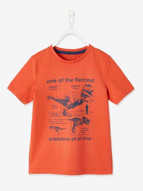 T-Shirt with Animal Motif for Boys Green+Orange 