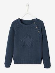 Girls-Cardigans, Jumpers & Sweatshirts-Jumpers-Jumper with Heart in Fancy Knit for Girls