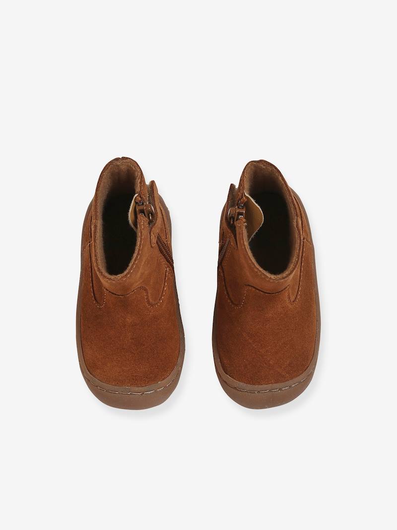Boots in Soft Leather, Designed for Crawling, for Baby Girls brown