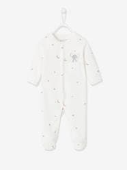 Baby-Pyjamas-Velour Sleepsuit, Press Studs on the Front, for Babies
