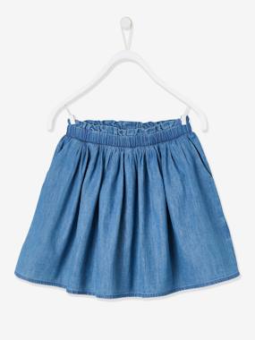 Paperbag Style Skirt in Light Denim