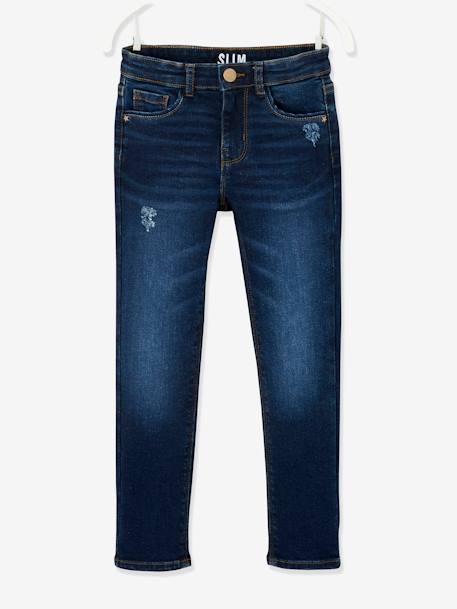 WIDE Hip MorphologiK Slim Leg Waterless & Distressed Jeans for Girls Dark Blue+Denim Blue+GREY DARK SOLID 