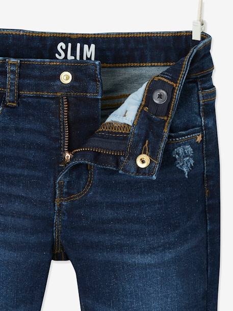 MEDIUM Hip MorphologiK Slim Leg Waterless & Distressed Jeans for Girls BLACK DARK SOLID+Dark Blue 