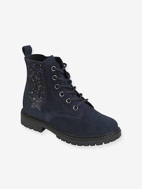 Leather Boots with Laces Zip Elastic