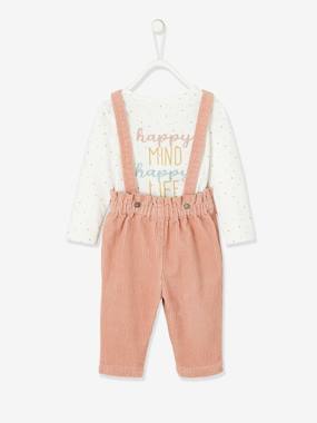 2-Piece Outfit Top Corduroy Trousers with Straps